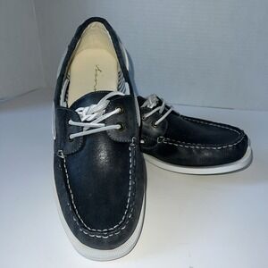 New Canoos Navy Blue Golf Boat Shoes Leather Men's Size 9